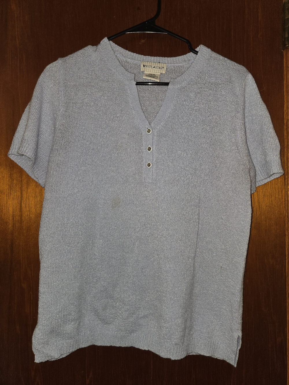 Short Sleeve Knit Polo - Light Blue